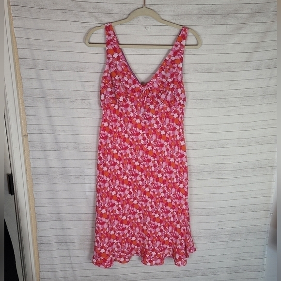 VINTAGE EXPRESS 90'S Y2K FLORAL BABYDOLL MIDI DRESS W RUFFLE HEM, SZ 9/10 - Picture 1 of 14